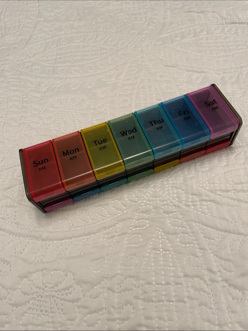 Pill Medicine 7 Day Organizer Plastic Pill Case for 4 Times Daily Like New Roomy